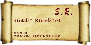 Sinkó Richárd névjegykártya