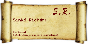Sinkó Richárd névjegykártya